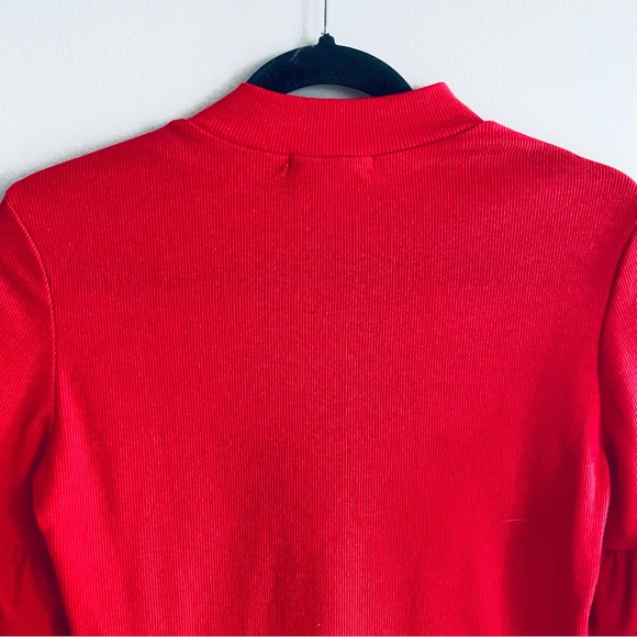 SHEIN Women's Red Short Bell Sleeve Mock Turtle Neck Shirt Top Size Large - Picture 8 of 10